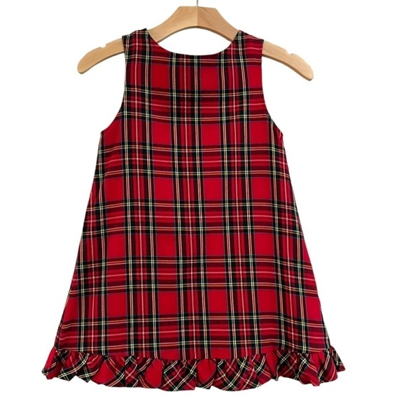 FUNTASIA TOO Tartan Plaid Christmas Santa Ruffle Sleeveless Dress Size 5 - Picture 2 of 8
